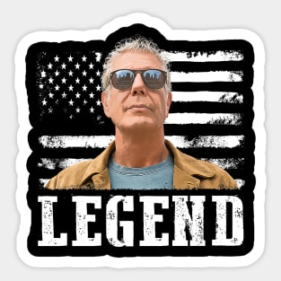 Vintage American Flag Bourdain Chef Legend Sticker